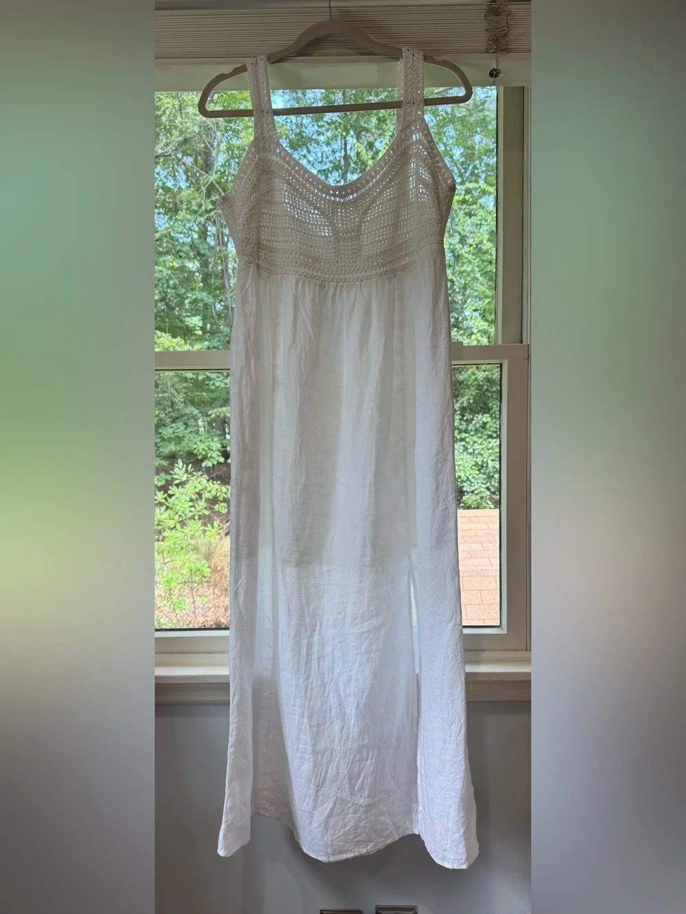 J. Crew White Crochet-Bodice Maxi Coverup